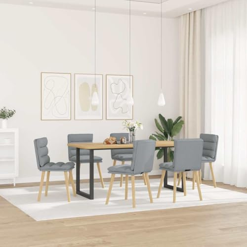 Mandloder Esszimmerstühle 6er-Set, Hellgrau Stoffbezug, Esszimmer-Sitzgruppe, Robuste Küchenstühle mit stabilem Metall-Holz-Gestell, 110 kg Tragkraft, Bequem, Langlebig