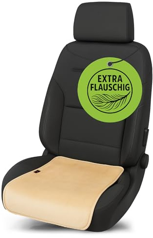 Walser Sitzkissen Teddy, angenehm weicher Sitzschoner aus Kunstfell, 1 Sitzschoner für Sitzfläche, Anti-Rutsch Autositzschoner, Komfort-Sitzkissen für PKW beige