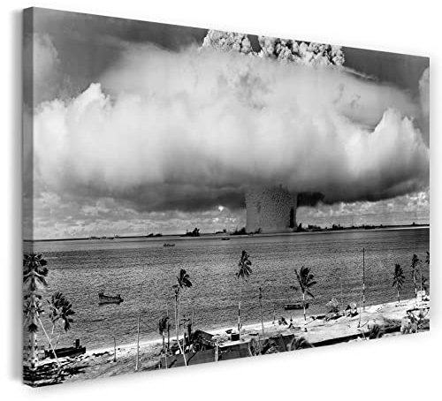 Printed Paintings Leinwand (120x80cm): War Krieg Explosion Atombombe Angriff Fantasy Shooter Art
