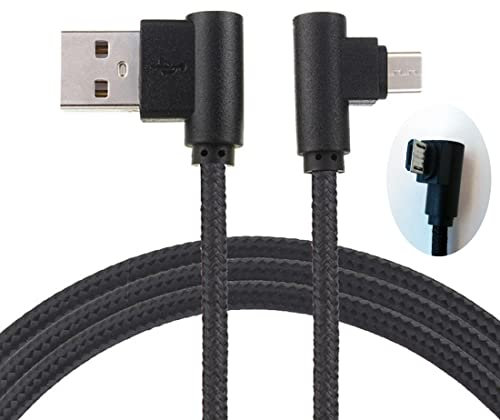 LoongGate Long Angle Droit Micro Câble USB, Nylon Tressé 90 Degré USB A à Micro B Charge & Data Sync Câble - 2m - Noir