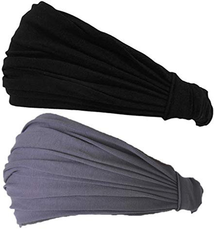 CHARM Stirnband Herren Bandana Damen - Kopftuch Herren Hair Band Men Headband Damen Piraten Haarband Männer Sport Schwarz, Dunkelgrau 2-Pack M