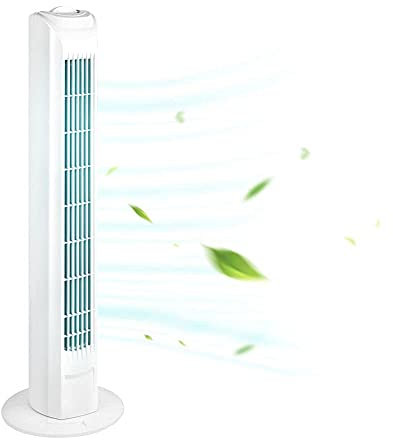 Tower Fan Electric Fans Quiet Cooling 32-inch 3 Speed 90° Oscillating Air Cooler Tower Fans Bladeless Floor Fan Freestanding for Bedroom Living Rooms Kitchen Home Office Hotel - White