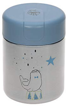 LÄSSIG Caja de calentamiento térmico para aperitivos de avena a prueba de fugas acero inoxidable / tarro para alimentos More Magic Seal, azul