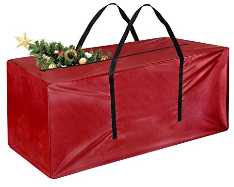 TUPARKA Weihnachtsbaum Aufbewahrungstasche,Tragetasche für weihnachtsdekoration Large Size Fit für 7ft Tree, 48x 15 x 22(Rot)