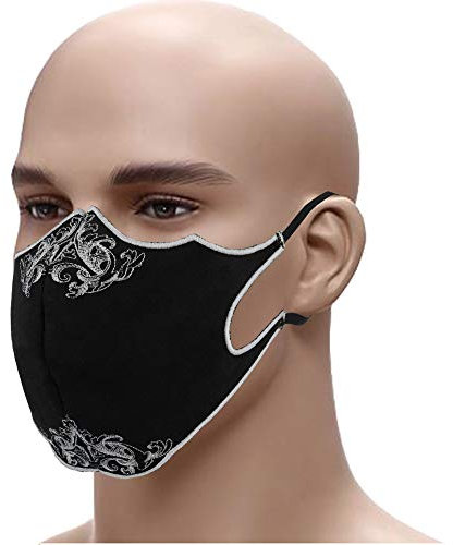 Designer Schutzmaske Edel gestickter Mundschutz Gesichtsmaske➤60° waschbar swz