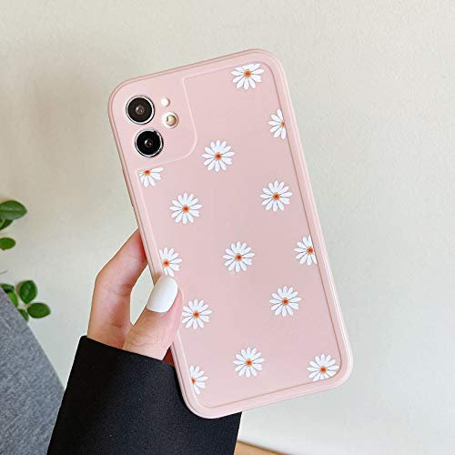 ZTOFERA TPU Back Case for iPhone 11, Daisy Pattern Glossy Soft Silicone Case, Slim Lightweight Protective Bumper Cover for iPhone 11 (6.1) - Pink
