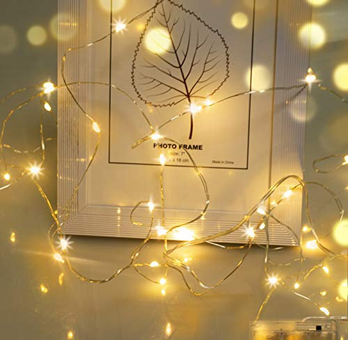 cshare LED Lichterkette, 5m LED Draht Micro Lichterkette,Micro 50 LEDs Lichterkette AA Batterie betrieb für Party,Garten,Weihnachten,Hochzeit,Beleuchtung,Zimmer, Muslim Ramadan Dekoration(Warmweiß)