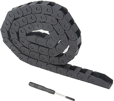 Zeberoxyz 10x10mm Drag Chain Length 1Meter Close Type Black Plastic Flexible Cable Carrier R18 with Flat Wrench for 3D Printer and CNC Machines (10x10mm-Close)