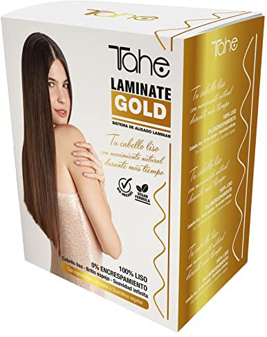 Tahe Laminate Gold Pflegeset für Glättung, Shampoo + Maske + Stylingcreme, 700 ml