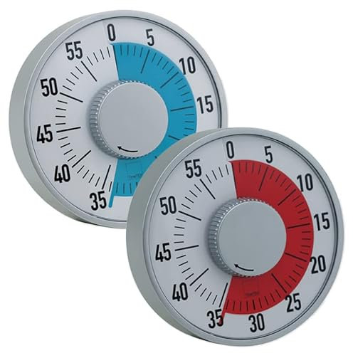 TimeTex Zeitdauer-Uhr Automatik mit roter Scheibe - mit Magnet - zeigt Restzeit an - Durchmesser 16 cm - läuft ohne Batterien - 61979