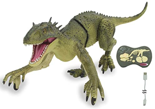 JAMARA Dinosaurier Exoraptor Li-Ion 3,7V 2,4GHz - Vorderfüße auf 2 Rollen, bewegliche Teile, realistisches Dinosauriergebrüll, ferngesteuert RC