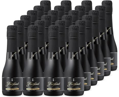 Freixenet Cava Cordón Negro Brut (24x0,2l), Edler trockener spanischer Qualitätschaumwein, Traditionelle Flaschengärung, besonders feinperlig und fruchtig