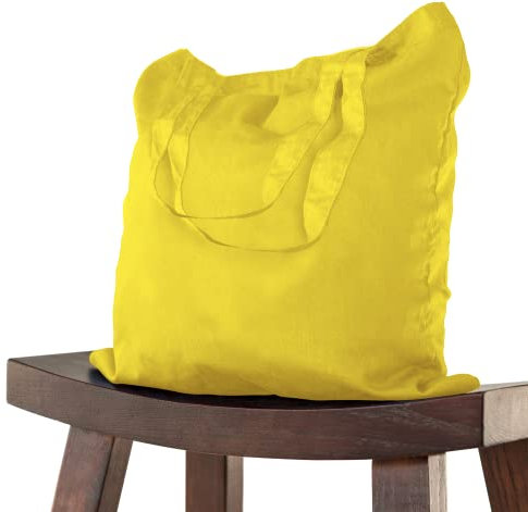 ELES VIDA Baumwolltasche 38x42 cm unbedruckt, zwei lange Henkel OEKO-TEX® Stofftasche, Tragetasche, Baumwollbeutel, Einkaufstasche, Jutebeutel, Stoffbeutel Einkaufsbeutel Gelb