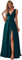 Ever-Pretty Robe Demoiselle d'honneur Femme Longue Fendue Col V Mousseline de Soie sans Manche A Line Chic Bleu Sarcelle 36