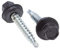 4.8 mm x 35 mm Vis de toiture, tête hexagonale autoperceuse colorée (RAL 8019 Brun gris) vis de toit avec rondelle scellée en EPDM, vis à gros filets trempés zingués antirouille (50 pièces)