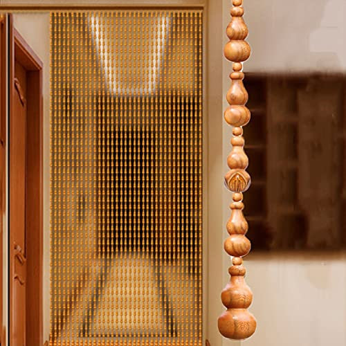 LEOSXA Wood Beaded Door Curtain,Natural Beaded Curtain,Indoor Partition For Room Divider,Handmade Doors String Beaded Curtain,Vintage Decoration,for Doorway Passage (25 Strands-90x176cm)