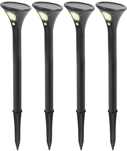 Luminea Wegleuchte: 4er-Set Design-Solar-Wegeleuchten, Licht- & Bewegungssensor, warmweiß (Wegeleuchte Bewegungsmelder, Wegeleuchte Solar Bewegungsmelder, Gartenleuchte Standleuchte)