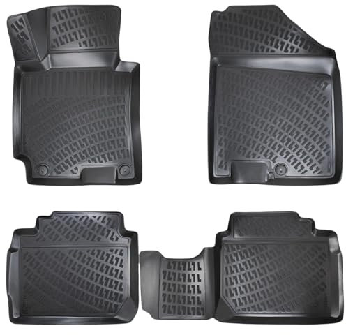 Rizline Passgenau 3D Fussmatten Auto Kompatibel mit Hyundai i30 1 Gen 2007-2012 Auto Zubehör 1. und 2. Reihe Gummimatten Autos TPE Allwetter Geruchlos rutschfest Vorne & Hinten Schwarz