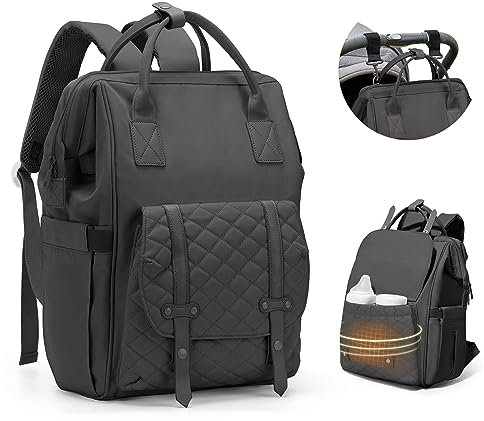BOXSAM Baby Wickeltasche Wickelrucksack mit Kinderwagengurten für Mama und Papa,Wasserdichter Babytasche Rucksack Große Damen Kapazität Casual Daypacks für Reise Grau