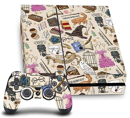 Head Case Designs Offizielle Harry Potter Hogwarts Muster Grafiken Vinyl Haut Gaming Aufkleber Abziehbild Abdeckung kompatibel mit Sony PlayStation 4 PS4 Console and DualShock 4 Controller Bundle