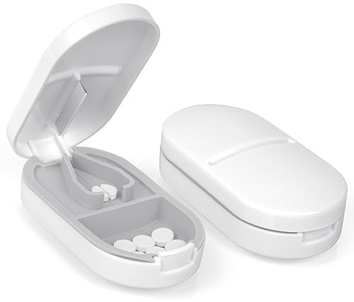 ACWOO Coupe-Comprimé, Séparateur de Comprimés avec Lame, Coupe-pilules Pour Petits et Gros Cachets, Séparateur De Pilules Portable Pour Fendre Vos Pilules Et Transporter Vos Médicaments
