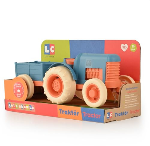 Spielzeug-Traktor-Set für Kinder | Lern- und Sicherheitsorientiert | Für Kinder ab 1 Jahr | Traktor- und Anhängerset für Innen- und Außenbereich | Spaßige Geschenke für Mädchen und Jungen (Blau)