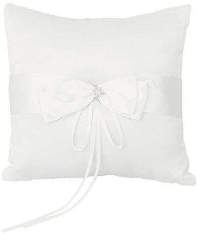 CHILDWEET Wedding Gift hochzeits Geschenk Perlenkissen hochzeitsdeco hochzeitsdeko d-Ring Ringkissen Ehering Kissen Rosenkissen Kristallring 10cm Kopfkissen Ringschachtel