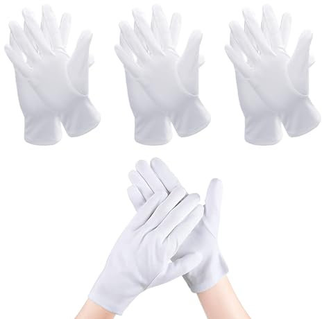 KRYMSON 3 Paar Weiße Baumwollhandschuhe, Brandschutz, Gepolsterte Handschuhe, Für Gentlemen, Neurodermitis-Schutz vor Verbrennungen