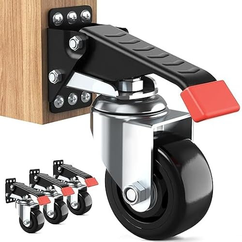 SPACEKEEPER Workbench Casters Kit 400KG - 3-Zoll-Hochleistungs-Rollroller für Werkbänke, Maschinen und Tische, 4er-Pack,Schwarz
