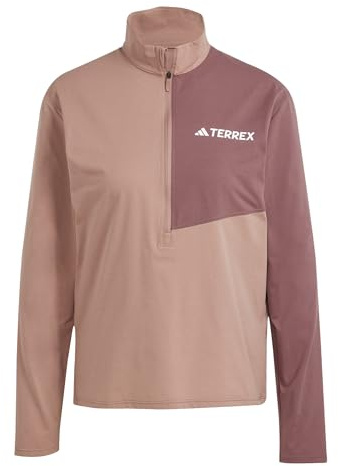 adidas Women's Terrex Multi Climacool Half Zip Long Sleeve, Warm Clay, XS