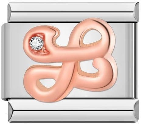 M&S A-Z Rose Gold Letter Initial Name Alphabet 9mm Italian Link Charm Compatible With Nomination Bracelet (L)