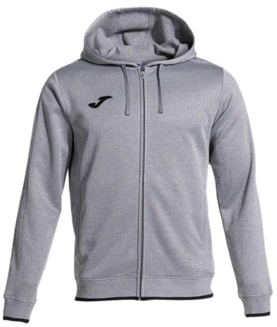 Joma - Herren-Sweatshirt - Olympiade - Kapuze - Reißverschluss, Grau Melange Schwarz, XXL