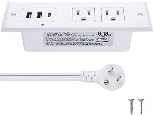 CCCEI Unterputz Powerband mit USB C Port 45W, USB A Anschluss Schnellladung, Versteckte Möbel-Ladestation für Beistelltisch, Beistelltisch, mit Steckdosenverlängerungskabel