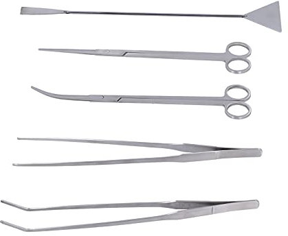 YAOGOHUA Kit de Herramientas de Limpieza de acuarios 5 en 1 Pinzas Rectas Pinzas Curvas Tijeras Rectas Tijeras Curvas Rascador