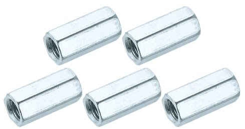 sourcing map M12 x 1,75 mm Kupplungsmuttern, 5 Stück, Karbonstahl, verzinkte Sechskantstangen-Kupplungsmuttern, Gewindestangenverbinder für industrielle Baubefestigungen, Weiß