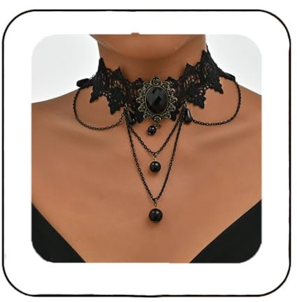 Reaky Choker Necklaces Halloween Flower Necklace Black Choker Necklace Chains Festival Costume Accessories for Women (B)