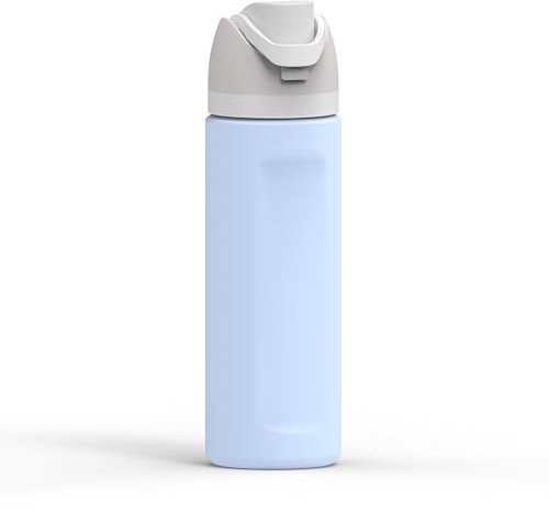 Linkidea Silicone Water Bottle Sleeve Compatible with Owala FreeSip 24oz, Anti-Slip Protector Waterbottle Boot, Bottle Bumper Cover, Blue