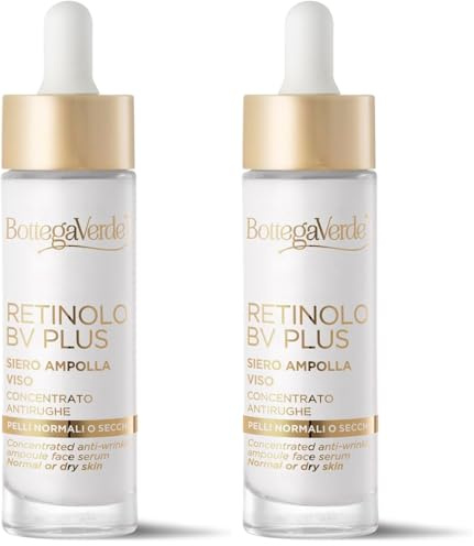 Bottega Verde - Retinolo Bv Plus - Siero ampolla viso - concentrato antirughe (30 ml) - pelli normali o secche (Confezione da 2)