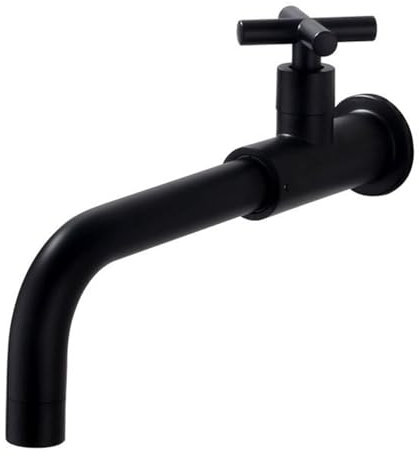 SXWYLZ Badarmatur Waschbecken Waschbeckenamaturen Lang Mop Pool Wasserhahn Kaltwasserhahn Wand Messing Wandmontierter 360° Drehhaken Schwenkhahn für Wandarmatur,Schwarz