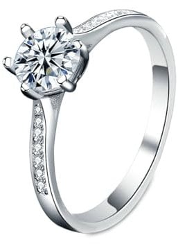 BCughia 750 Gold Ring Damen, 18 Karat Weißgold Ring mit Rund Form Labor Diamant 1ct Trauringe Ringe Größe 56 (17.8)