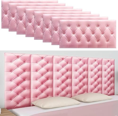 Mixtric Gepolsterte Wandpaneele, Selbstklebende Weiche Wandpaneele, Bank/Sitz Für Wohnzimmer Wand, 3D-Antikollisions-Wandpolster Für Kinder, Für Kinderzimmer,Rosa