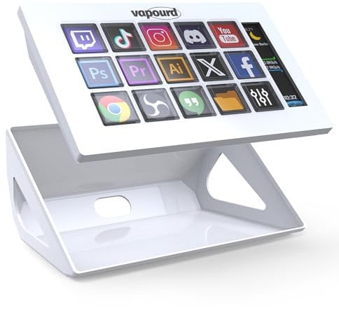 Stream Control Deck, Studio Controller, 15 Makro Tasten, Streaming Tastatur, anpassbare LCD Tasten, Aktionen in Apps und Software wie OBS, Twitch, YouTube auslösen, kompatibel mit Mac und PC