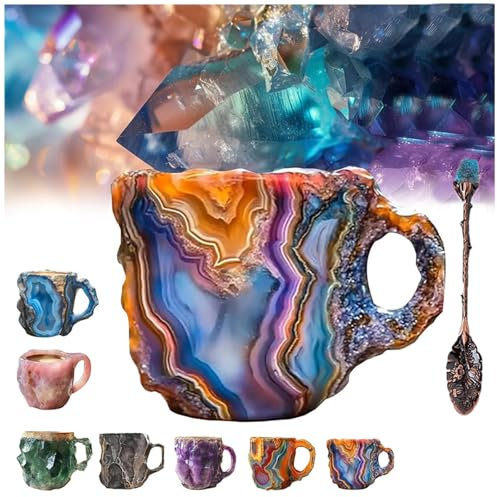 PUYUNA Taza de café, tazas de café de cristal mineral, taza de cristal nueva elegante multicolor, tazas de café geniales, regalos for amigos, K(J)