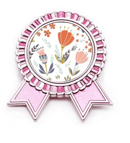 Pin's en forme de fleur en poudre orange rose, M, Métal