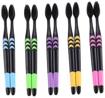 Zahnbürste 10 Stück aus Bambuskohle, Sanft für Zahnpflege | Zahnbürste Medium, Rutschfester Griff, Bambuskohlebürste, Oral Care Zufällige Farbe