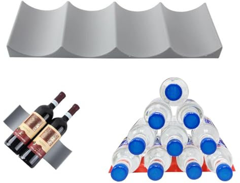 JEYORZY 1x Porta Bottiglie da Frigo, Portabottiglie Frigorifero Porta Bottiglie da Frigo Universale Portabottiglie Plastica Portabottiglie da Frigorifero Porta Bottiglie di Vino Stile Europeo, Grigio