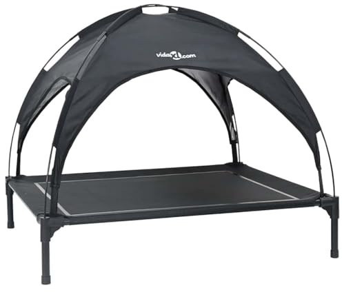 vidaXL Hundebett Schwarz 90 x 81 x 80,5 cm Stahl, Garten und Terrasse, modernes Hunde-Bett, leicht, schmutzresistent, wetterfest, Portable Liege