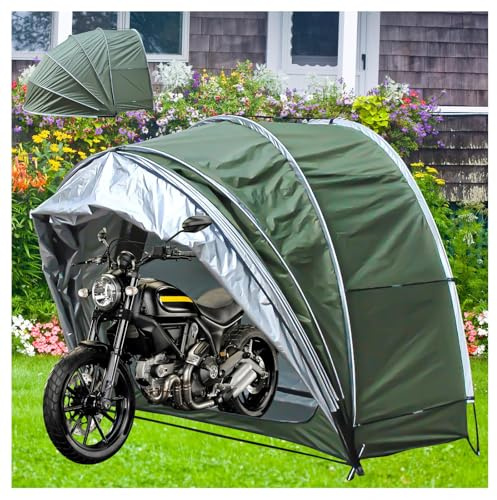 Bike Tent Hanging 2 in 1 Bicycle Covers Outdoor Storage Waterproof with 210D Oxford Fabric PU4000 Waterproof Motorcycle Shelter Bike Storage,Green