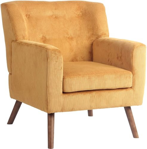 CLP Sessel Kioni mit Cordbezug, Polstersessel mit Armlehnen, Ohrensessel bis 150 kg, Relaxsessel, Fernsehsessel, Wohnzimmer, Farbe:orange
