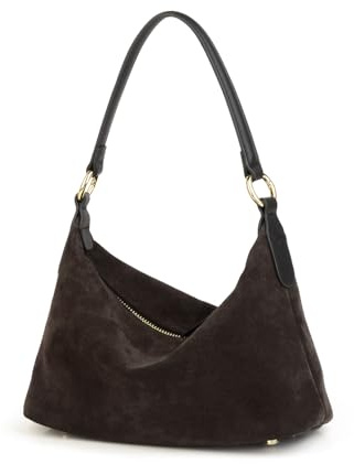 DONNAIN Wildleder Handtasche, Suede Tote Bag, Umhängetasche, Coffee